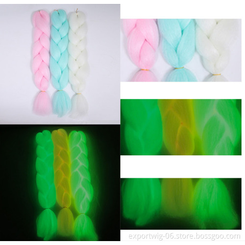 Jumbo Braid Hair Extensions Glowing In The Dark Colorful Synthetic Braid For Halloween Festival Cosplay Children Braid Hairstyle